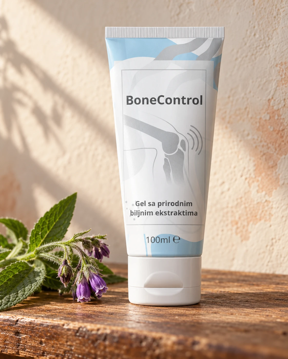BoneControl na drvenoj polici uz gavez